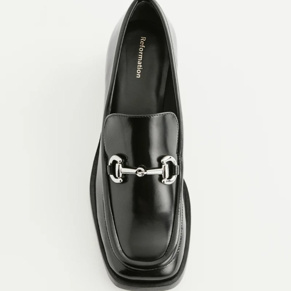 Reformation - NWT Noah Heeled Loafer (Color: Black/Silver, Size: 6) Retail: $328 - Picture 2 of 6